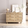 6 Drawer Dresser Rattan Dresser Modern Chest with Drawers, Wood Storage Closet Dressers Chest of Drawers for Bedroom,Living Room,Hallway - 2 of 4