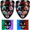 2 Sets of LED Halloween Masks-with x-Shaped Eyes and Three Modes of Illumination,Terrifying v-Shaped Glowing Mask - 3 of 4