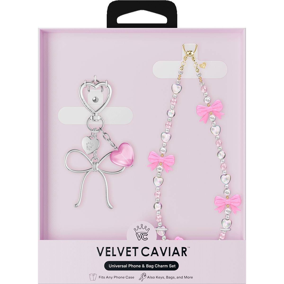 VELVET CAVIAR Tech Charm Accessory Gift Set - Silver Bow Pink Bows - thumbnail 9