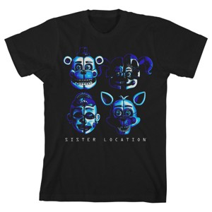 Five Nights at Freddy's Sister Location Shadow Faces Boy's Black T-shirt - 1 of 3