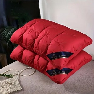 Kumasinova Beckham Hotel Collection Bed Pillows Set of 2,Breathable Couch Pillows Alternative with Cotton Fill,Back&Side Sleeper Pillow for Home,Red - 1 of 4