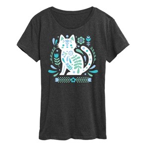 Women's - Instant Message - Scandinavian Cat Short Sleeve Graphic T-Shirt - 1 of 4