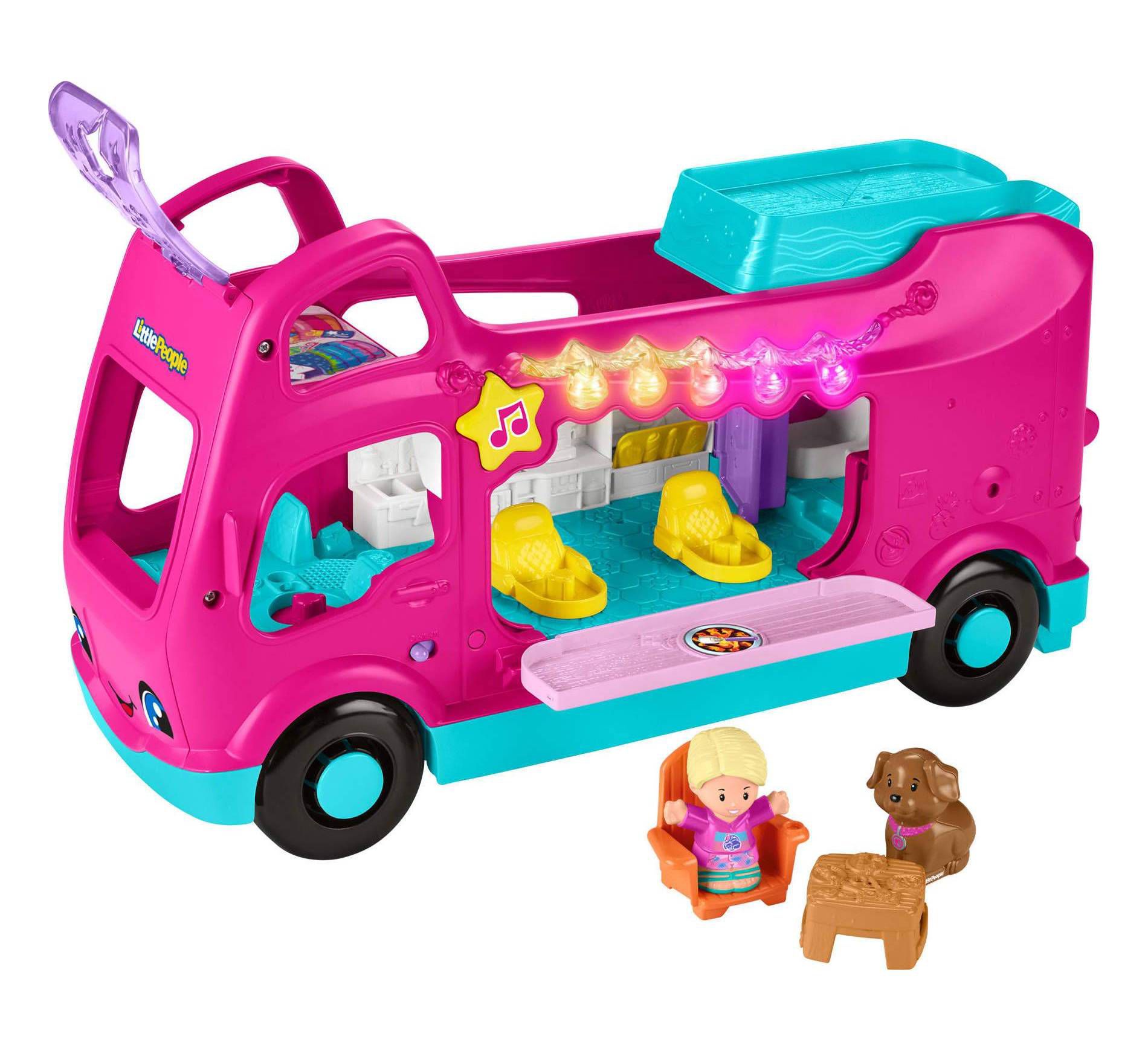 Fisher-Price Little People Barbie Little Dream Camper RV Playset with Music Lights and  2 Figures