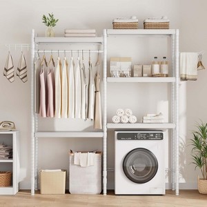 5 Tier Wooden Adjustable Height Bathroom, Laundry Room Shelves, Storage Racks Above Clothes Machines and Dryers, Laundry Room - 1 of 4