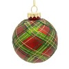 Kurt Adler 80MM Glass Matte Red and Green Striped Ball Ornaments, 6-Piece Set - 2 of 4