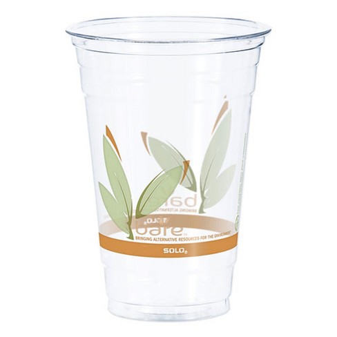 Bare Eco-Forward RPET Cold Cups, ProPlanet Seal, 16 oz to 18 oz, Leaf Design, Clear, 50/Pack, 20 Packs/Carton