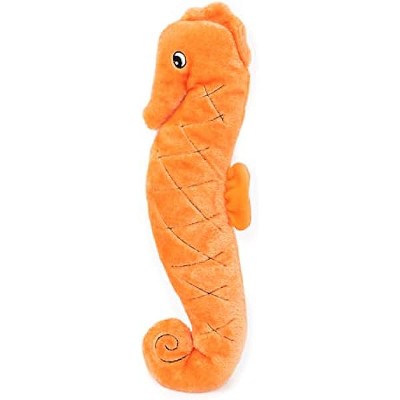 ZippyPaws Jigglerz - Zippy Paws Dog Beach Toy, Ocean Animals Squeaky Interactive Dog Toys with Crinkle Head and Tail, Seahorse
