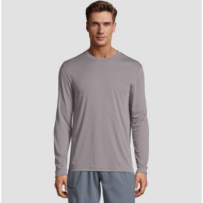 Hanes Men's Long Sleeve Cooldri Performance T-shirt - Gray L : Target