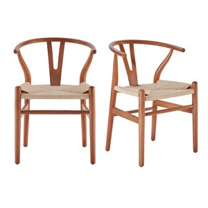 Kumasinova 17.7" Wishbone Dining Chair Set of 2,Mid-Century Modern Kitchen Chairs,Solid Wood Accent Armless Chairs for Kitchen&Dining Room - 1 of 4