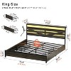 WOWLIVE King Bed Frame with 4 Drawers & Storage Headboard, Farmhouse Bed with LED & Charging Station, Dark Gray - 3 of 4