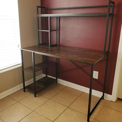 Bestier Computer Home Office Desk With Metal Frame, Hutch, Bookshelf, Under  Desk Storage, And Working Table For Small Bedroom Space : Target