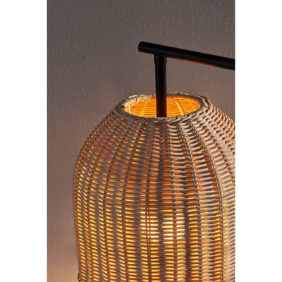 Bahama Dark Bronze Table Lamp with Rattan Shade