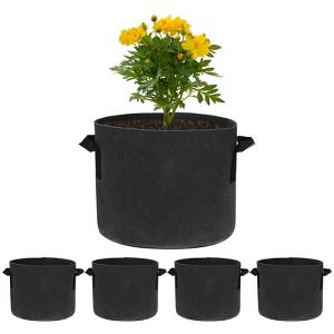 Unique Bargains Thickened Fabric Durable Handles Multipurpose Good Drainage Plant Grow Bags 5 Pcs - 1 of 4
