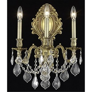 Elegant Lighting Monarch 3 light French Gold Wall Sconce Clear Royal Cut Crystal - 1 of 1