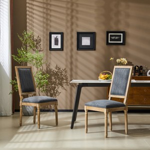 Set of 2 Rustic Dining Chairs with Upholstered Seat and Back,Fluted Wood Legs for Farmhouse Dining Room-Cuddlewood - 1 of 4