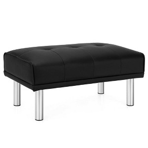 Costway Ottoman Footrest Stool PU Leather Rectangular Seat w/Metal Legs Brown/Black - 1 of 4