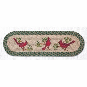 Earth Rugs Rustic Cardinals Oval Stair Tread – Lodge & Farmhouse Decor 27"x8.25" - 1 of 3