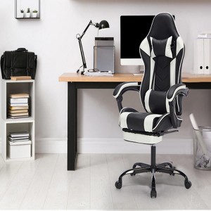 TopComfy Task and Office Gaming Chair Ergonomic Lumbar Support Footrest Headrest 360 Swivel For Home Office Gaming Study, Black, 30.31"*22.44"*9.84" - 1 of 4