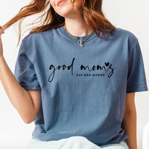 Simply Sage Market Good Mom's Say Bad Words Heart Garment Dyed Tee - 1 of 4