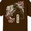 Godzilla Cherry Blossoms Front & Back Art Adult Brown Crew Neck Short Sleeve Shirt - 4 of 4