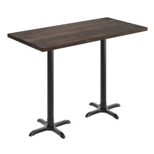Flash Furniture Bennett Rectangular Solid Wood Commercial Indoor Tabletop with 22" x 22" Bar Height Rust-Resistant Cast Iron X-Base - 1 of 4