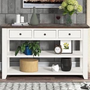 XIYUYEU 48 inch Rectangle Console Table with 3 Storage Drawers and 2 Shelvesf,Modern Entryway Table for Living Room,Hallway - 1 of 4
