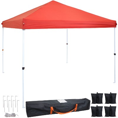 Sunnydaze Standard Pop Up Canopy with Carry Bag and Sandbags - 10' x 10' - Red