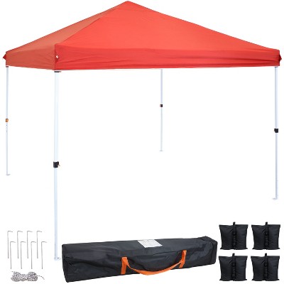 Sunnydaze Standard Pop-Up Canopy with Carry Bag and Sandbags - 12' x 12' - Red