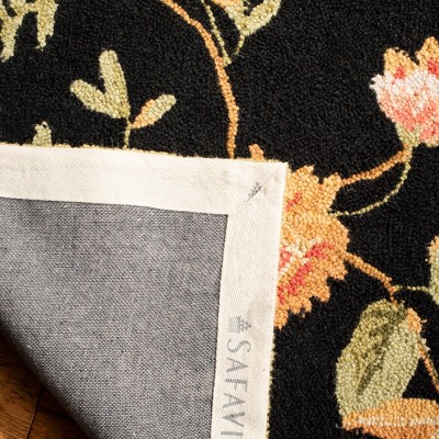 Black Wool Handmade Spot Design Easy Care Area Rug - 6' x 9'