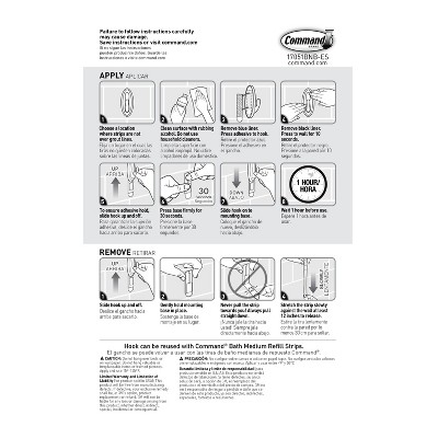 Medium Brushed Nickel Plastic Bath Hooks with Adhesive Strips