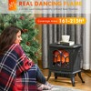 Electric Fireplace Heater, Freestanding Stove with Realistic Logs & Flame Effect, 750W/1500W, Black - 2 of 4