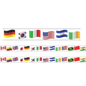 Charles Leonard Borders/Trims, Magnetic, Rectangle Cut - 1-1/2" x 24", World Flags Theme, 24' per Pack, 2 Packs - 1 of 2