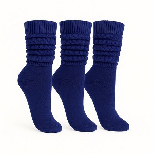 Women’s Slouch Socks Cotton Slouchy Knee-High Boot Socks 3 Pairs Scrunch Breathable Extra Long All-Season Comfort - 1 of 4