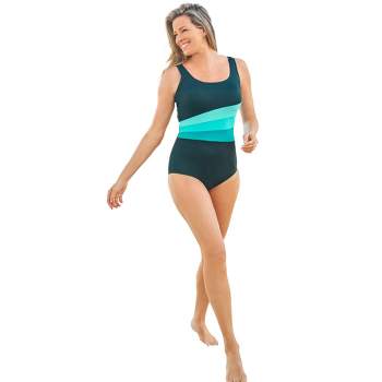 Swim 365 Women's Plus Size Split-neck Long Sleeve Swim Tee With