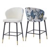 Kumasinova 28" Counter Height Bar Stools Set of 2, Golden Metal Frame Counter Stools, Jacquard Upholstered Bar Chairs with Curved Back & Footrest - 4 of 4