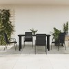 vidaXL Patio Dining Set Outdoor Table and Chair Black Steel and Textilene - 63" Table Length 4 Piece - 2 of 4
