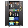Munora 71"H All-Black Metal Garage Storage Cabinet with Wheels - Heavy-Duty Tool Storage Cabinet for Home, Office, School, and Garage Organization - 3 of 4