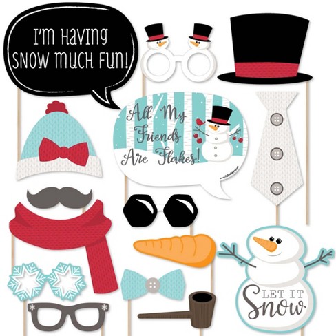 Big Dot of Happiness Let It Snow - Snowman Christmas - Holiday Photo Booth  Props Kit - 20 Count