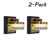 ALOADECOR Modern Square Black and Brass Integrated LED Wall Sconce with Acrylic Shade Adjustable Head Bathroom Vanity Light (2-Pack) - 4 of 4