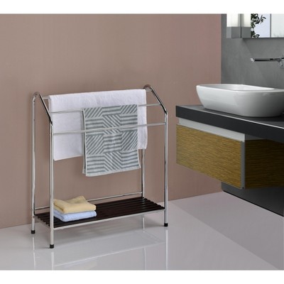 Kings Brand Furniture - Chrome Freestanding Bathroom Towel Rack Stand with Shelf for Bath Towels, Hand Towels & Washcloths