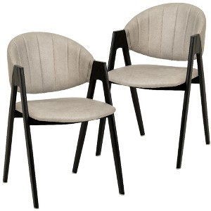 LeisureMod Savor Modern Dining Chair – Upholstered Side Chairs with Curved Back and Iron Frame Mid-Century Kitchen & Dining Room Chairs Set of 2 - 1 of 4