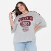 Women's Queens NY Oversized Short Sleeve Graphic T-Shirt - Light Gray - 2 of 3