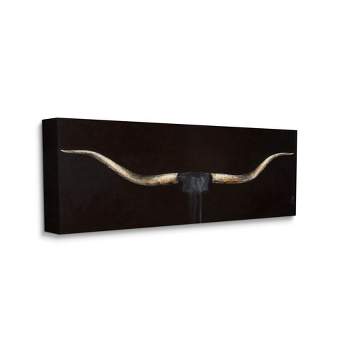 Stupell Industries Bull Horns Shadow Black Brown Animal Painting