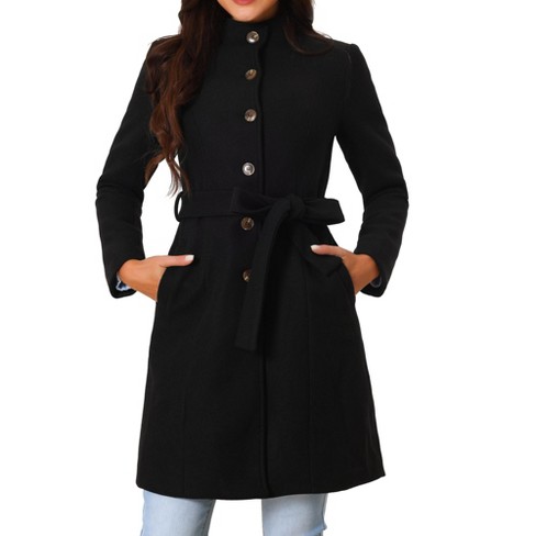 Seta T Women's Stand Collar Belted Single Breasted Long Coat - image 1 of 4