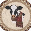 Earth Rugs Winter Cow Round Trivet – 10" Holiday Cow Print on Braided Natural Jute Table Mat - 3 of 3