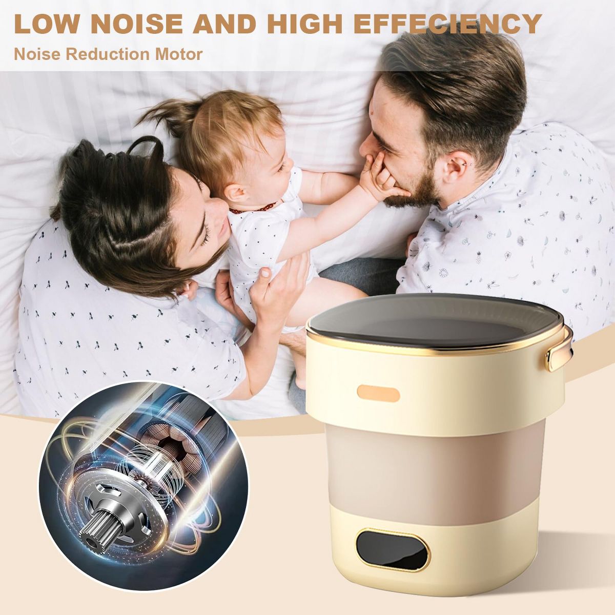 Portable Mini Washing Machine, Foldable 13L Mini Washer Spin Dryer with Basket Spin 3 Cleaning Modes Compact Design for Small Clothes - thumbnail 2