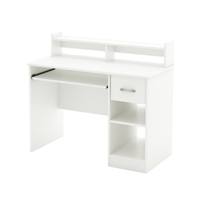 Axess Wood Computer Desk with Hutch White - South Shore