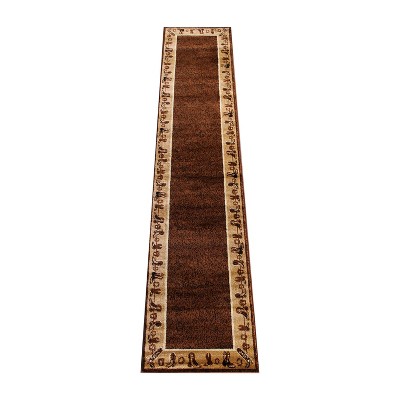 Masada Rugs Western Area Rug Design 370 Lodge Brown (2 Feet 4 Inch X 10 Feet  9 Inch) Runner : Target