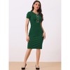 Allegra K Women's Work Business Round Neck Tweed Trim Short Sleeve Sheath Dress - 4 of 4