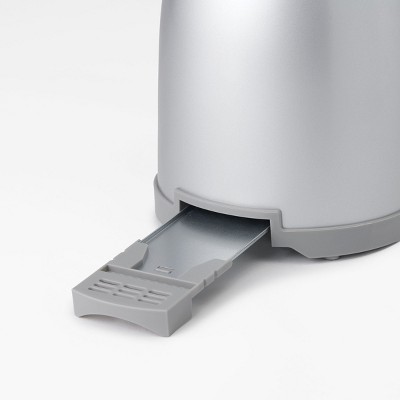 Silver Stainless Steel 2-Slice Toaster with Wide Slots and Crumb Tray